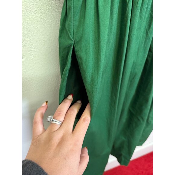 J. Crew Factory Scallop-trim button-front midi dress in fern canyon green sz 6 - Picture 13 of 16